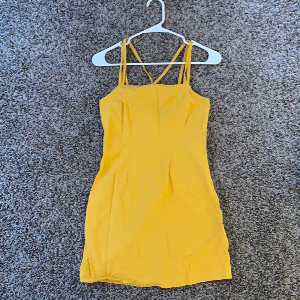 Mustard Yellow Linen Mini Dress Size S Forever 21